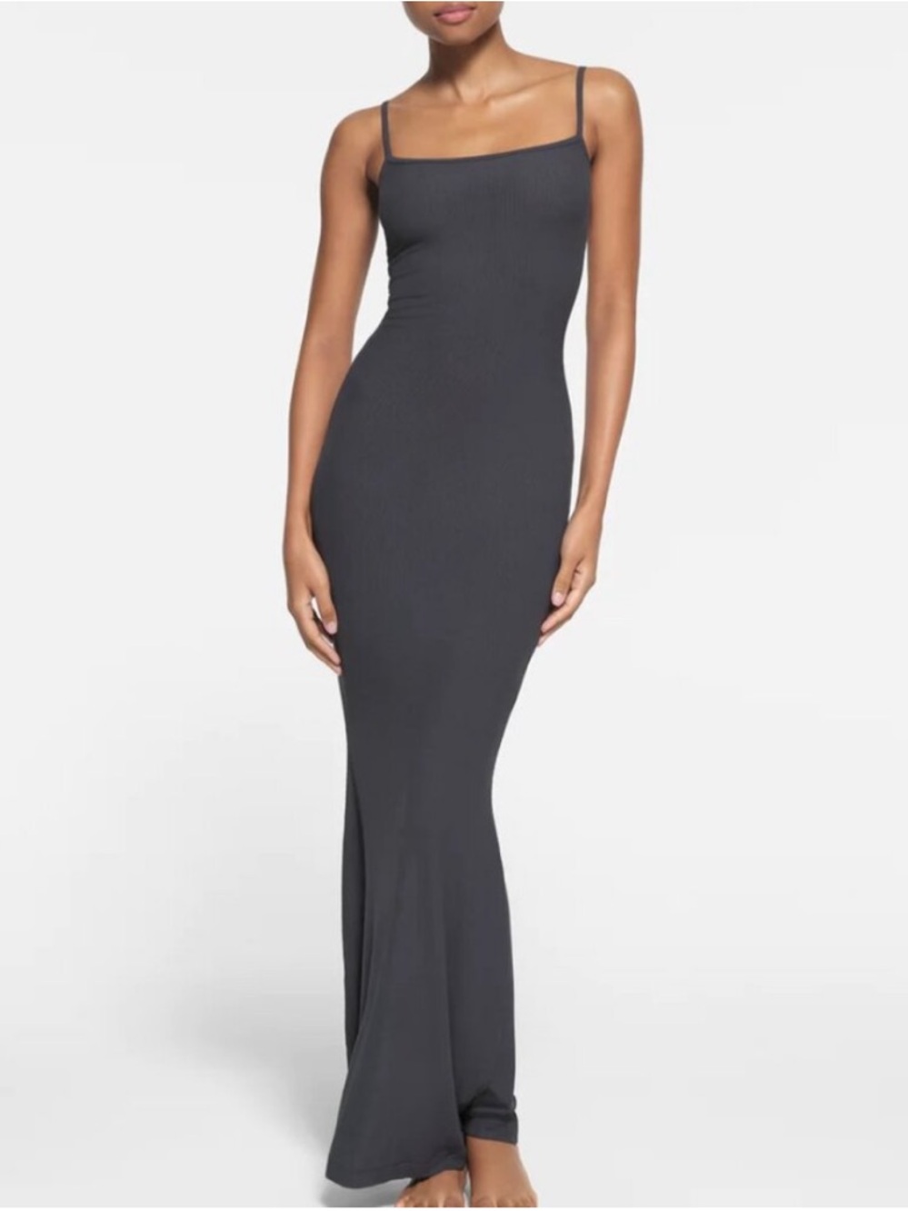 SKIMS Soft Lounge Long Slip Dress - GRAPHITE Small